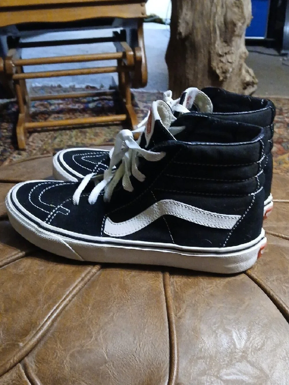 Vans Black &‎ White Classic High-Top Sneakers,mens Sz.6.5,womens Sz.8
